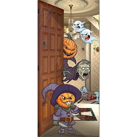 MY DOOR DECOR My Door Decor 285906HALL-002 36 x 80 in. Pumpkin Heads Halloween Front Door Mural Sign Banner Decor; Multi Color 285906HALL-002
